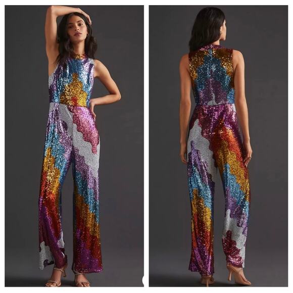 Anthropologie Pants - Anthropologie Hutch Abstract Sequin Jumpsuit - Size Small
